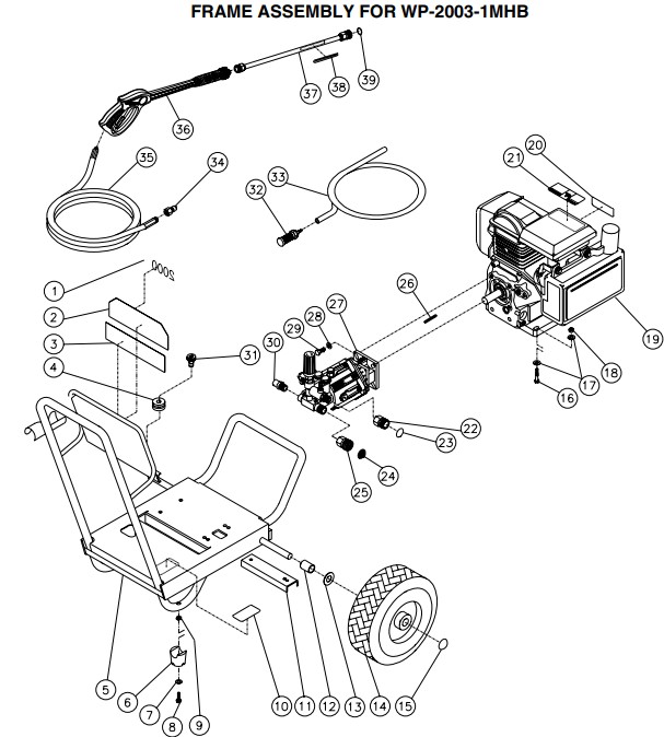 MITM WP-2000 pressure washer parts and manual